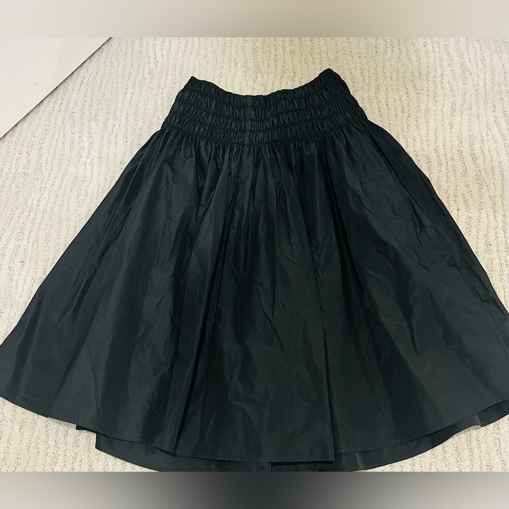MAJE Women black Taffeta Midi Skirt Size 38 NWT